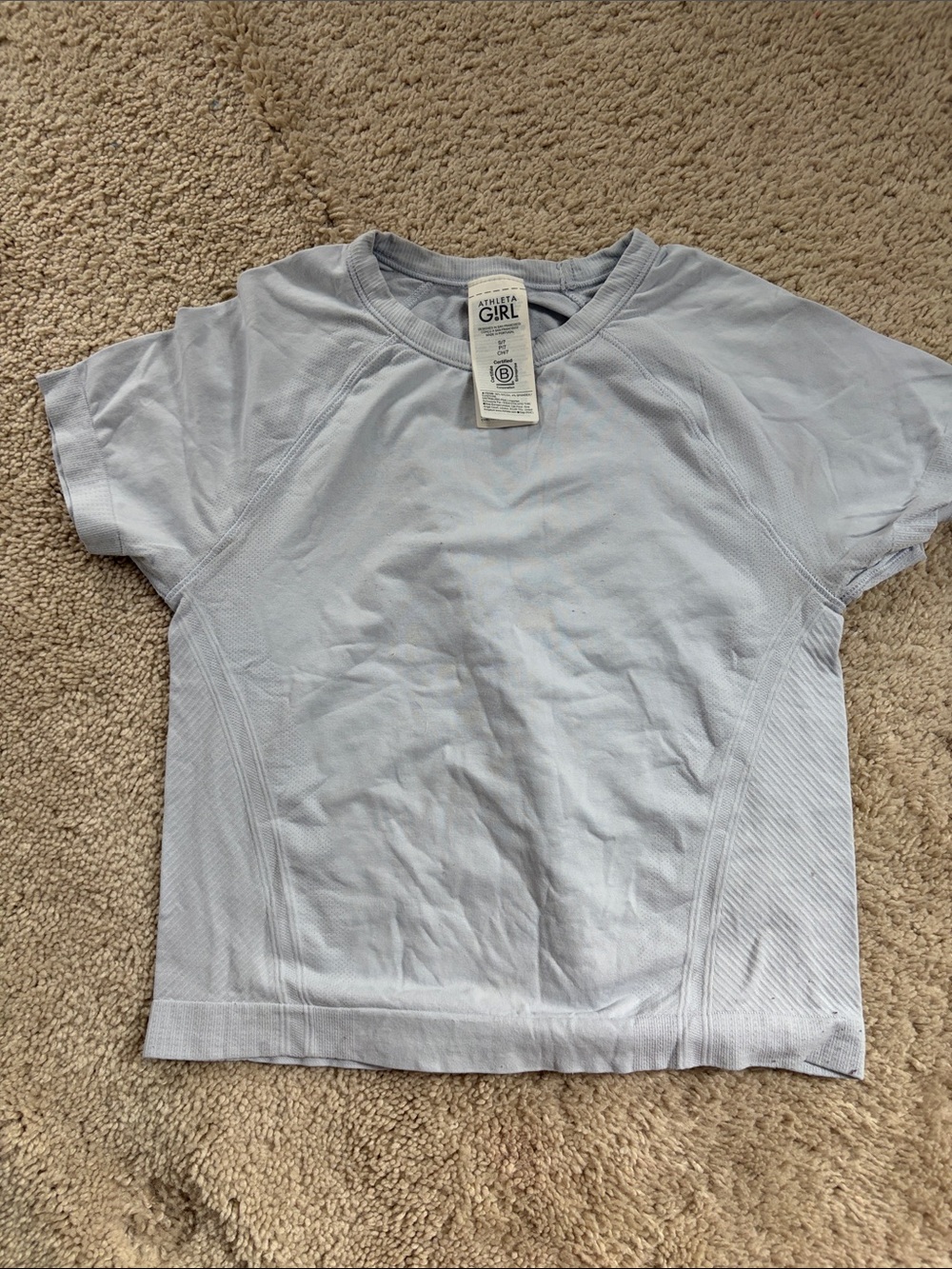 Athleta Pale Blue Short Sleeve Seam-Detail Performance Tee
